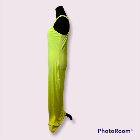 Neon Ribbed long v-neck dress - Picture 2 of 6